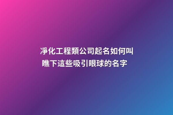 凈化工程類公司起名如何叫 瞧下這些吸引眼球的名字-第1張-公司起名-玄機派